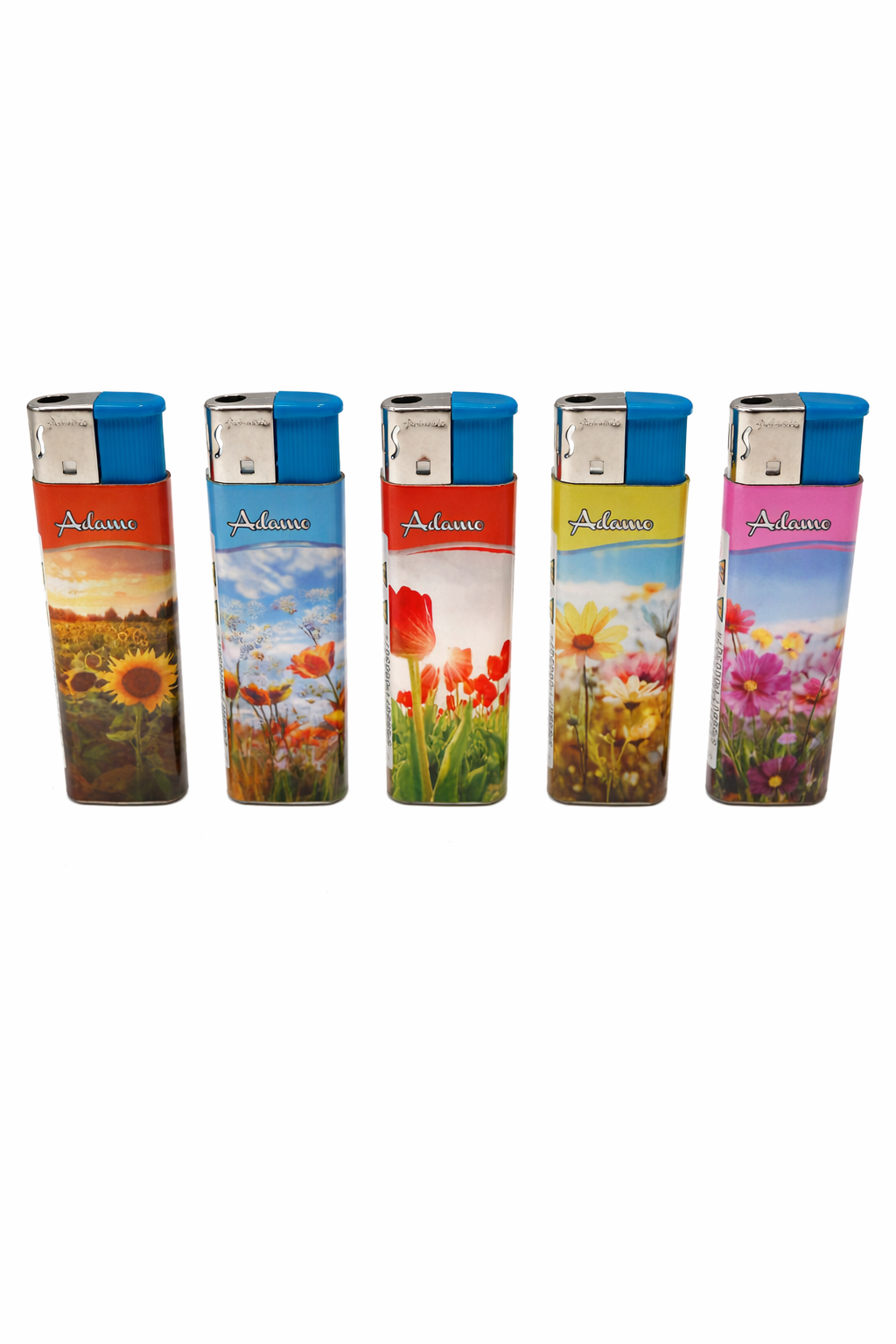 Adamo Refillable Electric Lighters - FLOWERS DESIGN - FULL SET OF 5 LIGHTERS