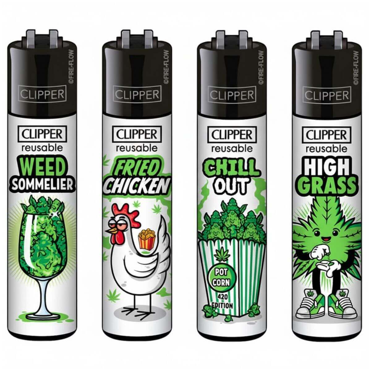 CLIPPER LIGHTERS - GREEN WEED DESIGNS