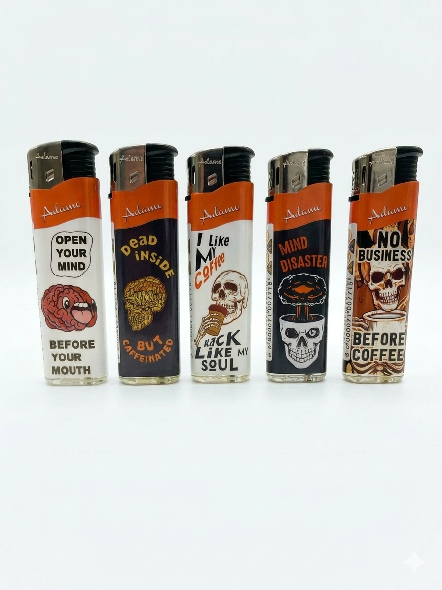 Adamo Refillable Electric Lighters - BRAIN COFFEE - FULL SETS OF 5 LIGHTERS / BULK