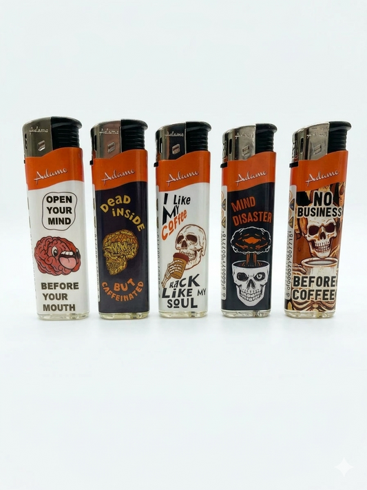Adamo Refillable Electric Lighters - BRAIN COFFEE - FULL SETS OF 5 LIGHTERS / BULK