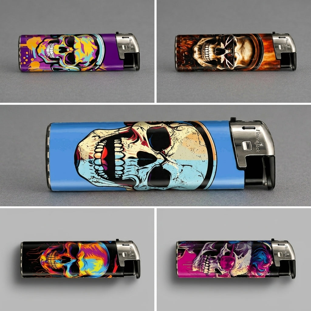 Lighters - SKULLS DESIGN - FULL SETS OF 5 LIGHTERS