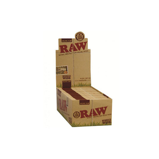 50 Raw Single Wide Organic Hemp Rolling Papers FULL BOX OF 50 PACKS