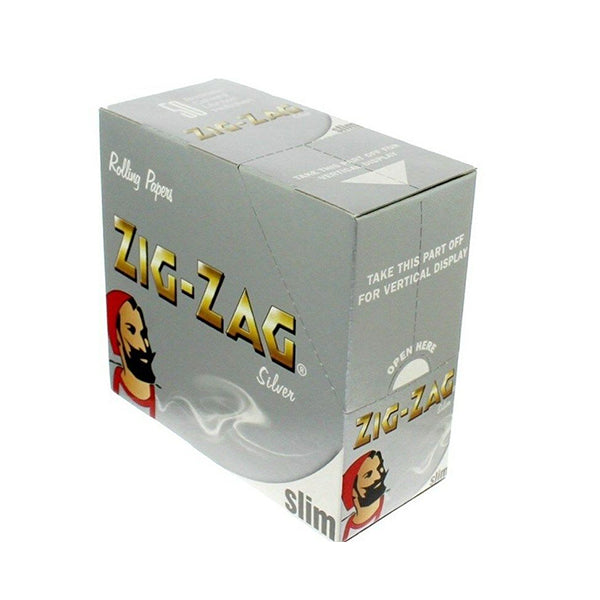 50 Zig-Zag Silver King Size Slim Rolling Papers FULL BOX OF 50 PACKS