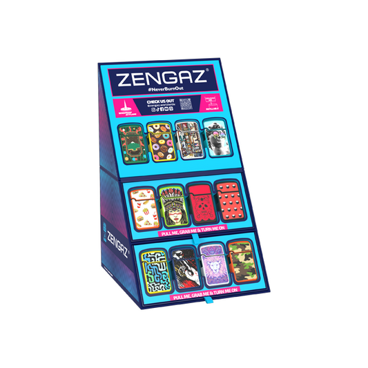 Zengaz Cube ZL-12 Royal Jet Flame Lighters Bundle + 48 Lighters with Cube display stand