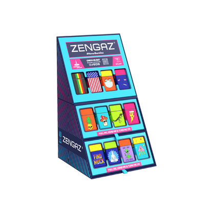 Zengaz Cube ZL-30 Chip Set Jet Flame Lighters Bundle + 48 Lighters with Cube display stand