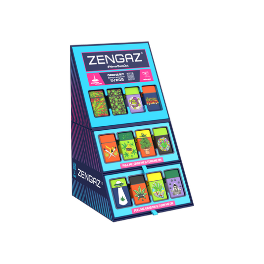 Zengaz Cube ZL-30 Chip Set - Jet Flame Lighters Bundle + 48 Lighters with Cube display stand