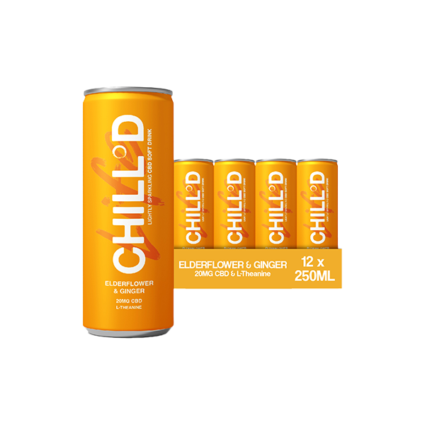 12 x CHILL°D 20mg CBD Sparkling 250ml Elderflower & Ginger