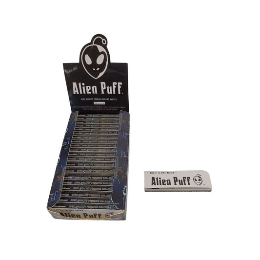 Alien Puff 1.25 Size Luminous Glow in The Dark Rolling Papers 24 Booklets FULL BOX OF 24 PACKS