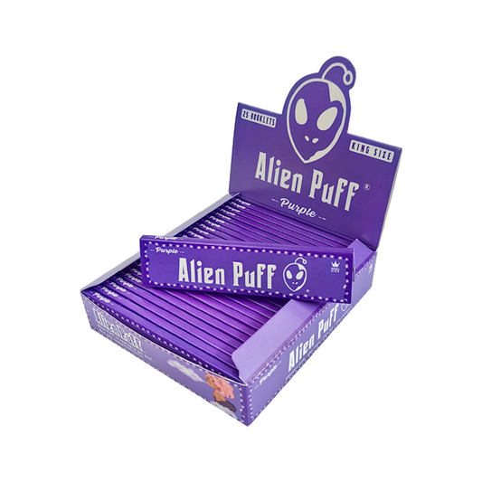 33 Alien Puff King Size Purple Rolling Papers FULL BOX OF 33 PACKS