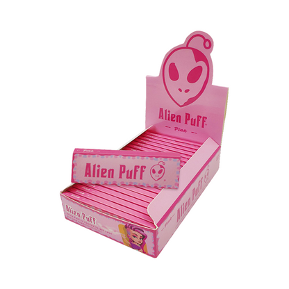 50 Alien Puff 1 1/4 Size Pink Rolling Papers FULL BOX OF 50 PACKS