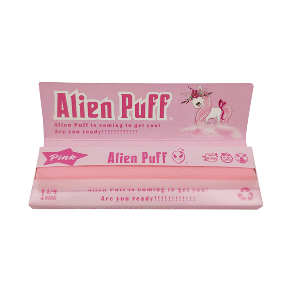 50 Alien Puff 1 1/4 Size Pink Rolling Papers FULL BOX OF 50 PACKS