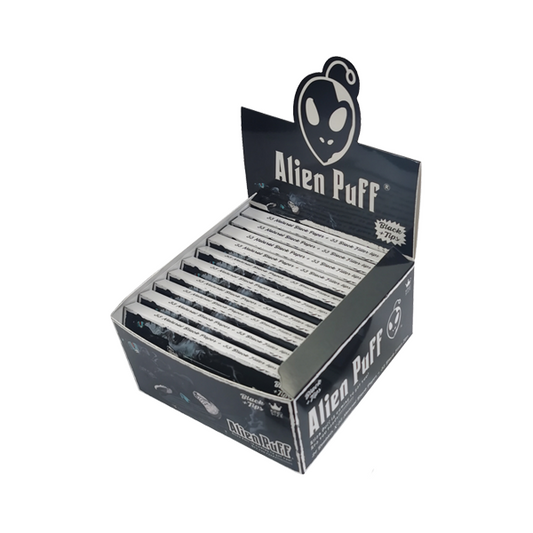 33 Alien Puff King Size Black Rolling Papers With Tips FULL BOX OF 33 PACKS