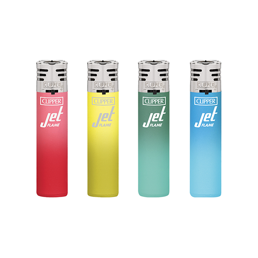 Full Pack of 24 Clipper Electronic Jet Flame Lighters - Metallic Gradient