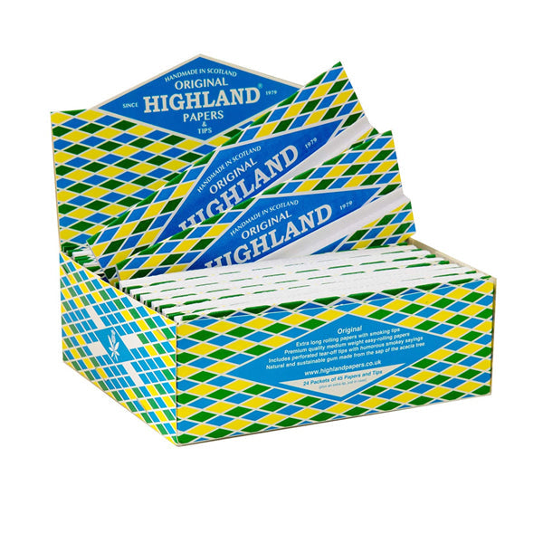 24 Highland Double Decadence King Size Rolling Papers & Tips FULL BOX OF 24 PACKS