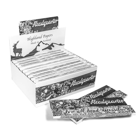 24 Highland Headquarters King Size Rolling Paper & Tips FULL BOX OF 24 PACKS