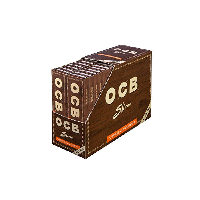 OCB King Size SLIM Virgin Papers + TIPS FULL BOX OF 32 PACKS