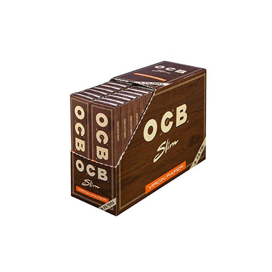 OCB King Size SLIM Virgin Papers + TIPS FULL BOX OF 32 PACKS