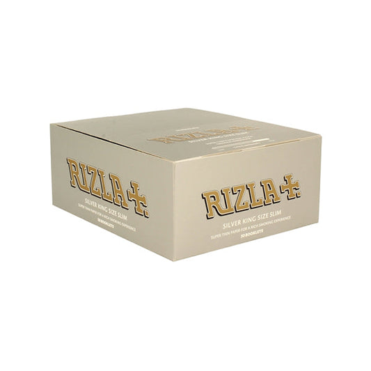 50 Silver King Size Slim Rizla Rolling Papers FULL BOX