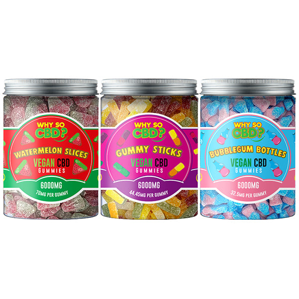 Why So CBD? 6000mg Broad Spectrum CBD Large Vegan Gummies - 11 Flavours