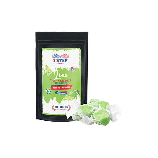 1 Step CBD 100mg Full Spectrum CBD Lime Taffy Grab Bag - 60g