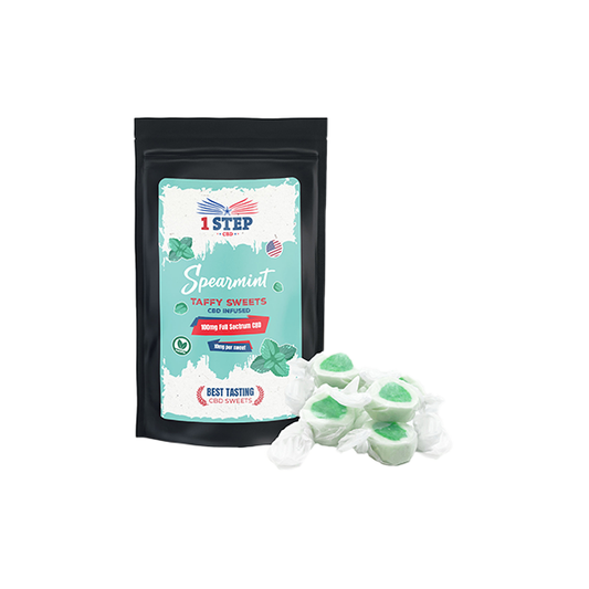 1 Step CBD 100mg Full Spectrum CBD Spearmint Taffy Grab Bag - 60g