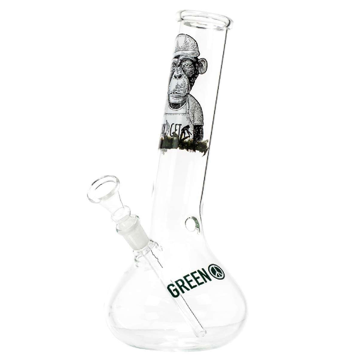 GREENLINE 25cm GLASS BONG - MONKEY IN HAT DESIGN