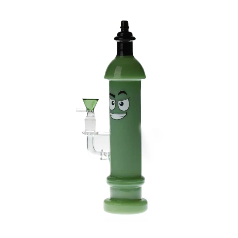GREEN SMILEY FACE 30cm STRAIGHT GLASS BONG