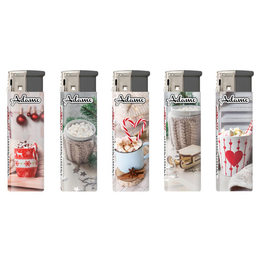 Adamo Refillable Electric Lighters - CUTE WINTER XMAS DESIGN - FULL SETS OF 5 LIGHTERS / BULK