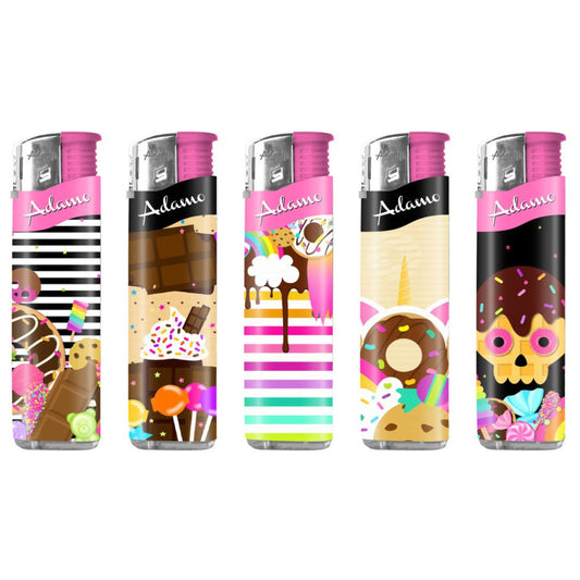 Adamo Refillable Electric Lighters - SWEET DESSERTS DESIGN - FULL SETS OF 5 LIGHTERS / BULK