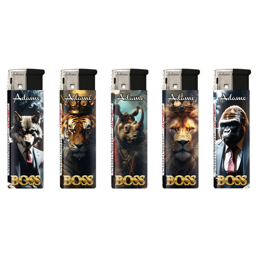 Adamo Electric Lighters - ANIMAL BOSSES DESIGN - FULL SETS OF 5 LIGHTERS / BULK