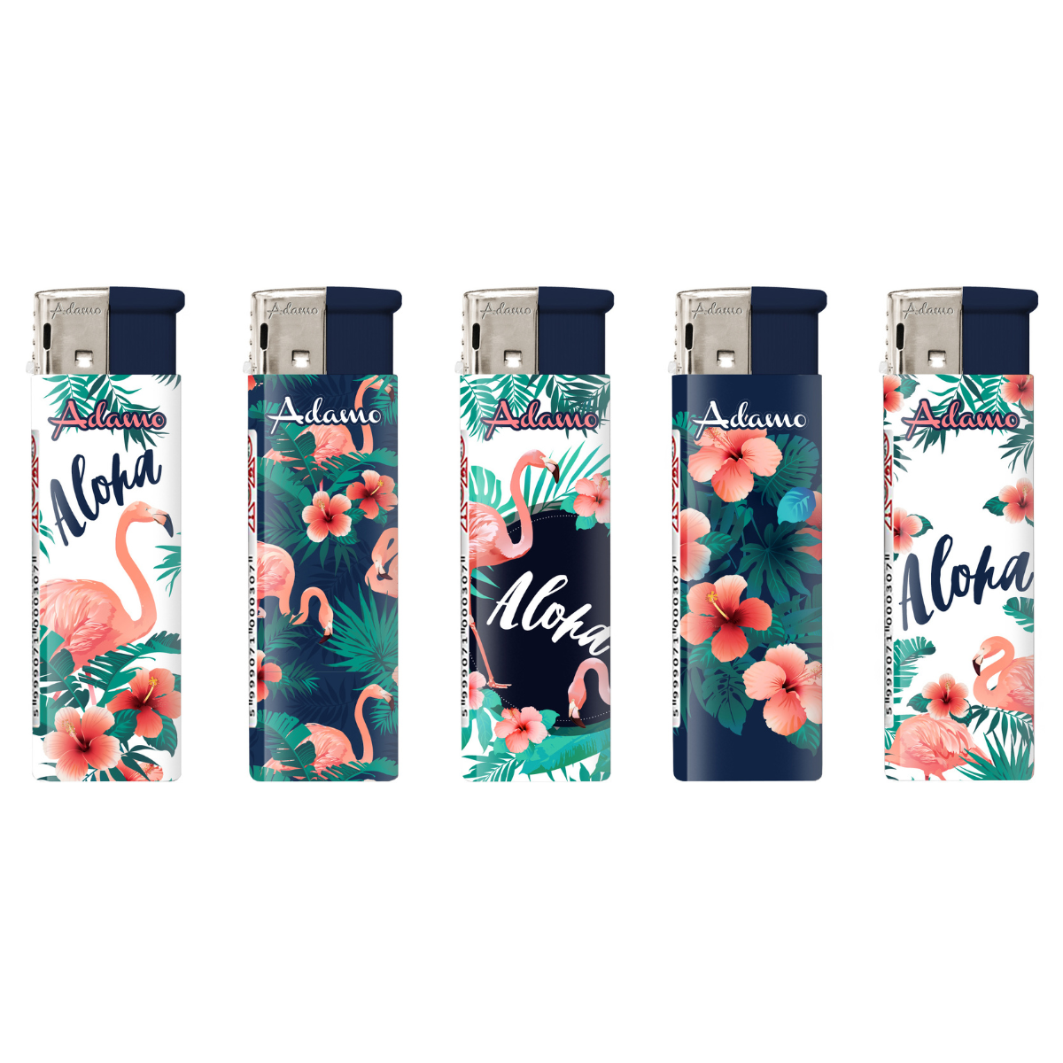 Adamo Refillable Electric Lighters - ALOHA DESIGN - FULL SETS OF 5 LIGHTERS / BULK