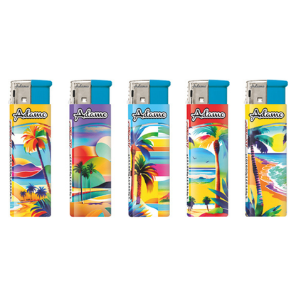Adamo Refillable Electric Lighters - COLOURFUL SUMMER DESIGN - FULL SETS OF 5 LIGHTERS / BULK