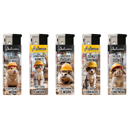 Adamo Refillable Electric Lighters - WORK ANIMALS DESIGN - FULL SETS OF 5 LIGHTERS / BULK