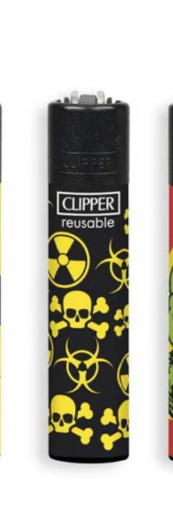 CLIPPER LIGHTERS - RADIOACTIVE SKULLS