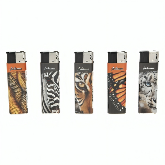 Adamo Refillable Electric Lighters - SAFARI ANIMALS DESIGN - FULL SET OF 5 LIGHTERS
