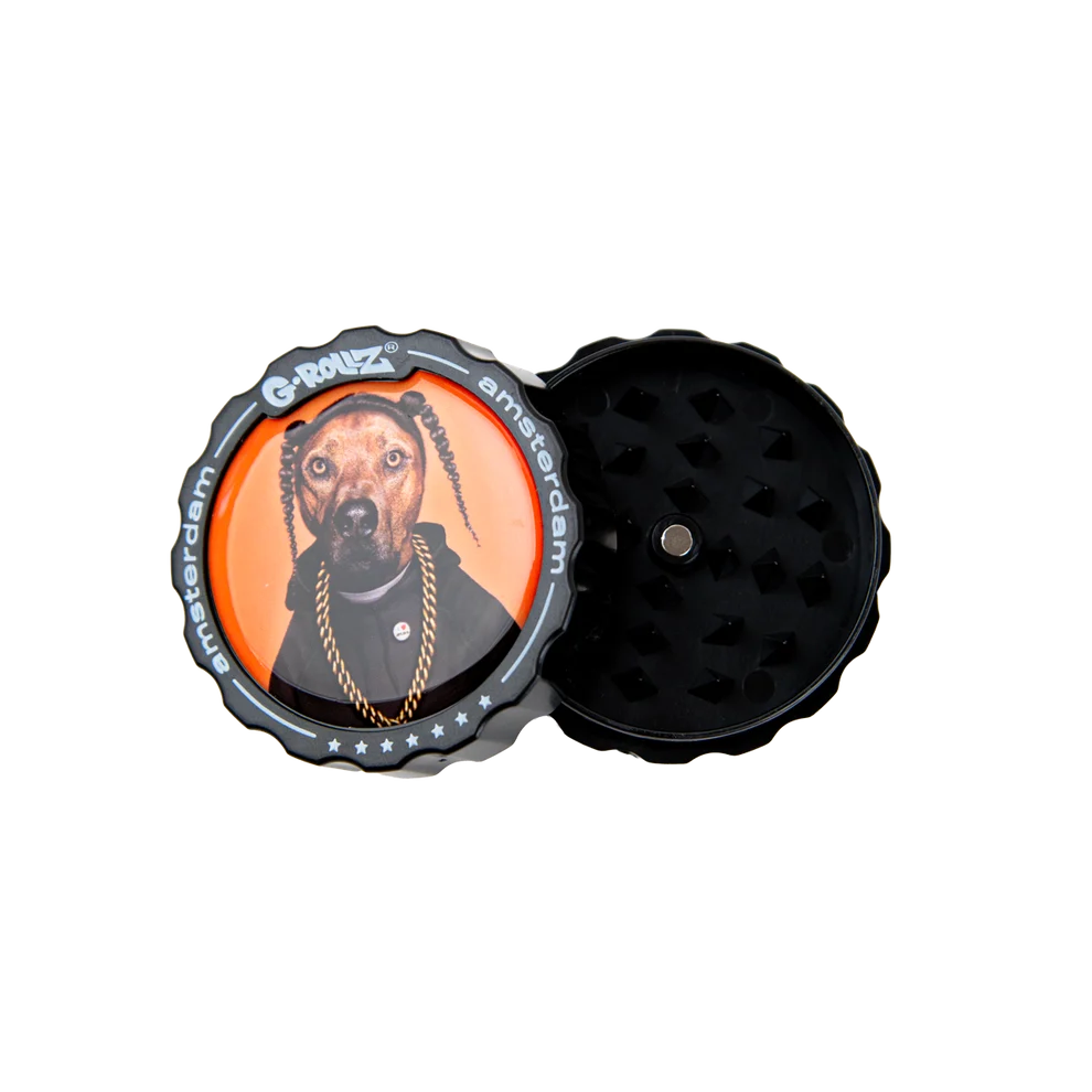 G-ROLLZ ACRYLIC 3 PART GRINDER 53mm - RAP DOG DESIGN