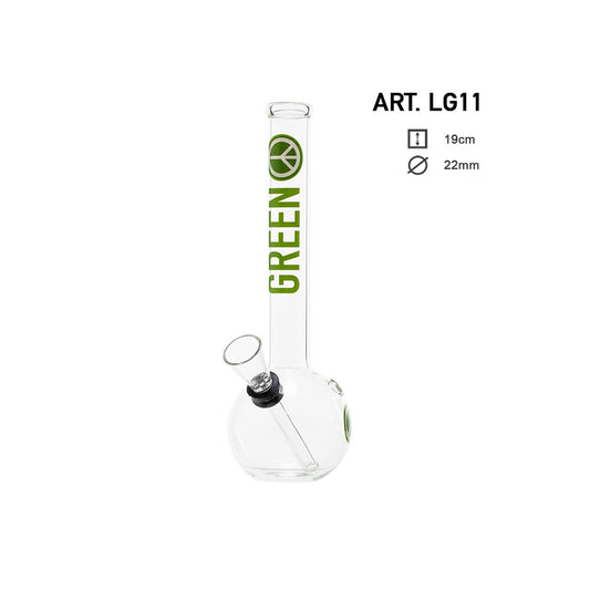 GREENLINE 19cm GLASS BONG - GREEN PEACE LG11