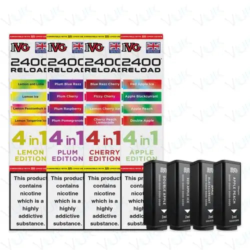 IVG 2400 RELOAD SPARE PODS - 20mg PACK OF 4 PODS (FOR IVG 2400 DEVICE)
