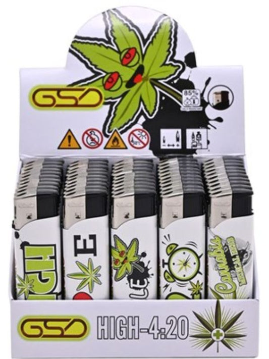 GSD Refillable Electric Lighters - 420 LEAF DESIGN - FULL SET OF 5 LIGHTERS