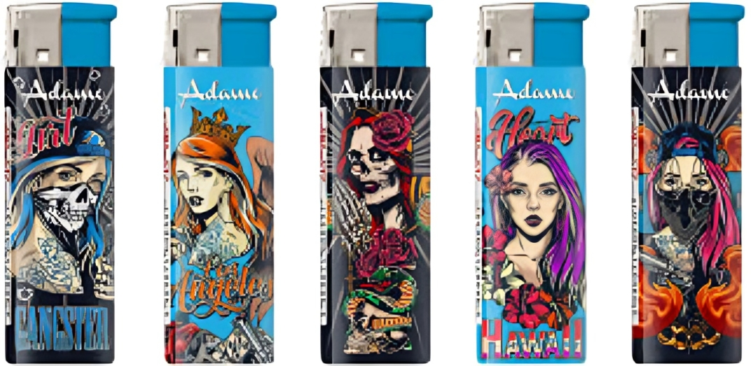 Adamo Refillable Electric Lighters - COOL GIRLS DESIGN - FULL SET OF 5 LIGHTERS