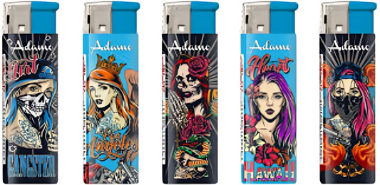 Adamo Refillable Electric Lighters - COOL GIRLS DESIGN - FULL SET OF 5 LIGHTERS