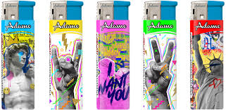 Adamo Refillable Electric Lighters - PUNK ROCK POP ART DESIGN - FULL SET OF 5 LIGHTERS