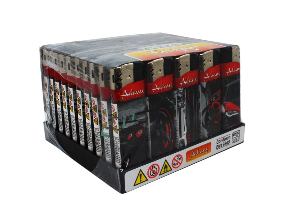 Adamo Refillable Electric Lighters - BLACK & RED CARS DESIGN - FULL SET OF 5 LIGHTERS
