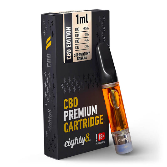 Eighty8 450MG CBD 45% CBD Vape Cartridge -Strawberry Banana Flavour