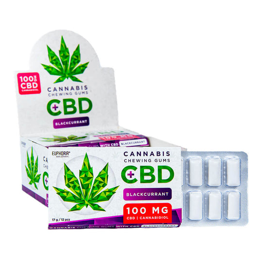 EUPHORIA 100mg CBD CHEWING GUM - BLACKCURRANT