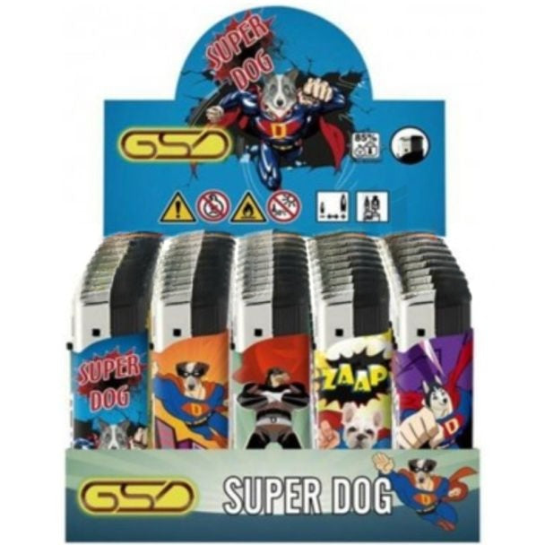 GSD Refillable Electric Lighters - SUPERHERO DOGS DESIGN - FULL SET OF 5 LIGHTERS