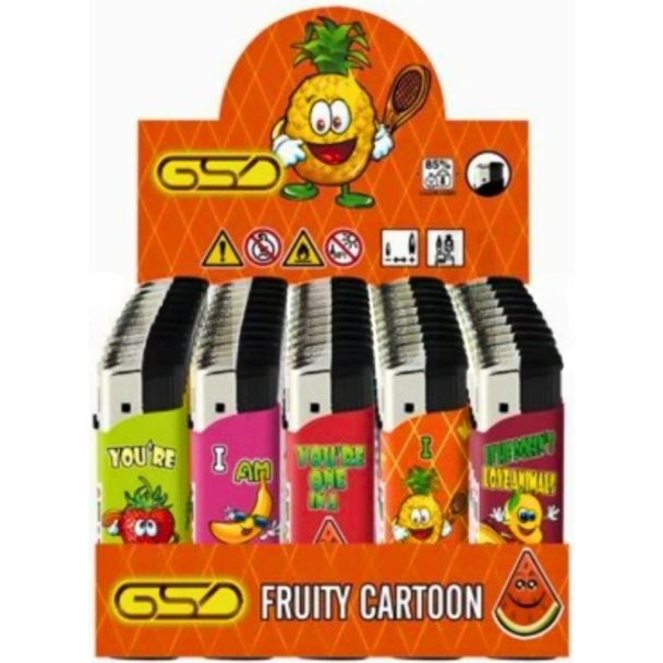 GSD Refillable Electric Lighters - CRAZY FRUIT DESIGN - FULL SET OF 5 LIGHTERS