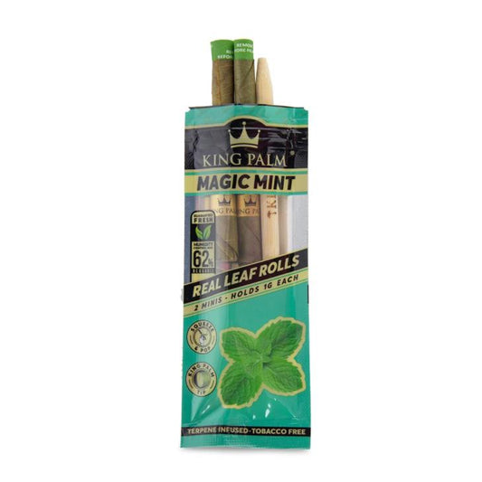 KING PALM MINI - MAGIC MINT TERPENE FLAVOUR - PACK OF 2 - FITS 1g - CORDIA PALM LEAF PREROLLED BLUNT WRAPS