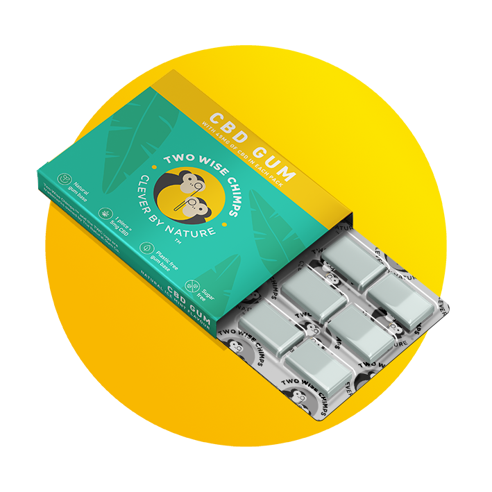 TWO WISE CHIMPS CBD CHEWING GUM (45mg per pack x 5mg per piece)