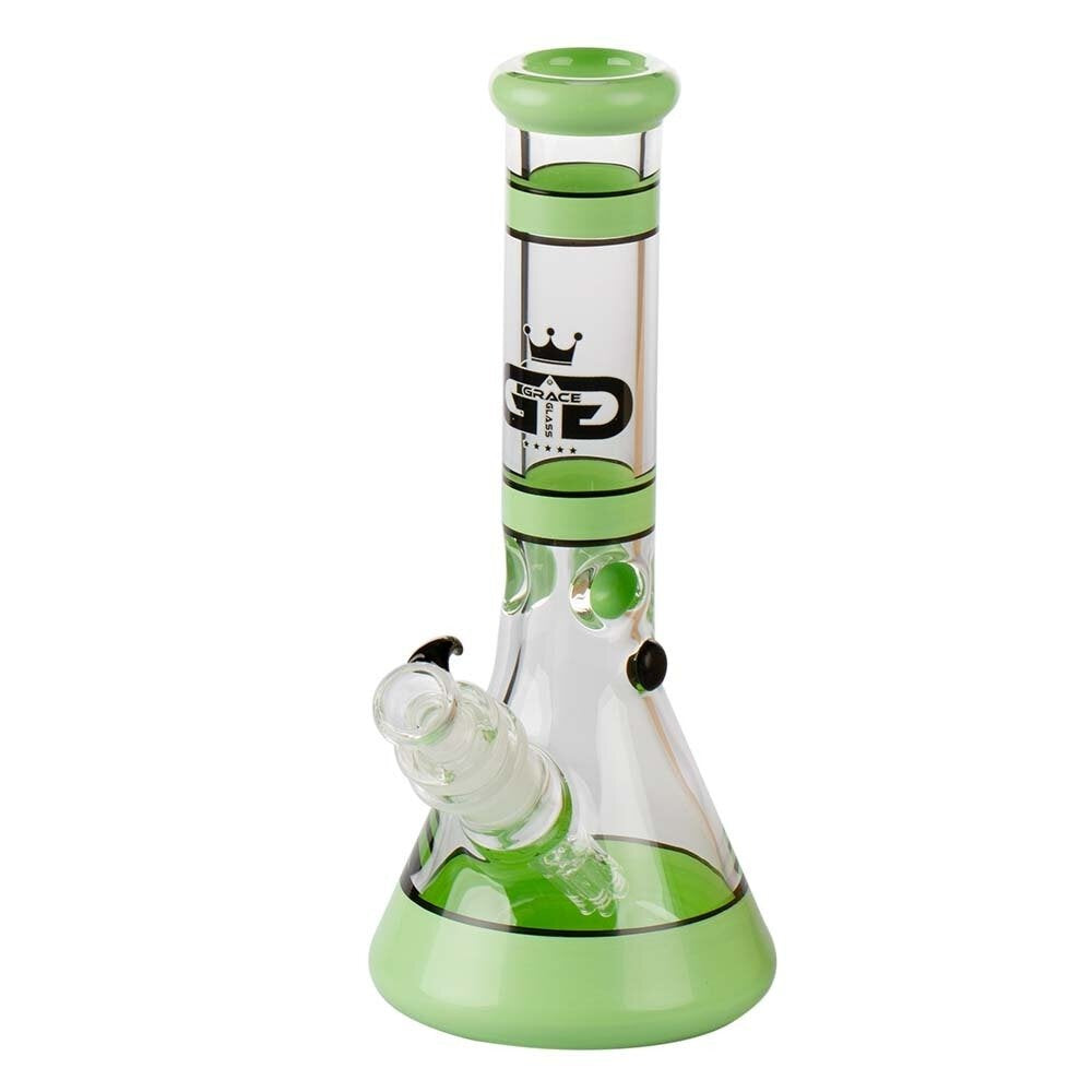 GRACE GLASS 30cm BEAKER BONG IN GREEN